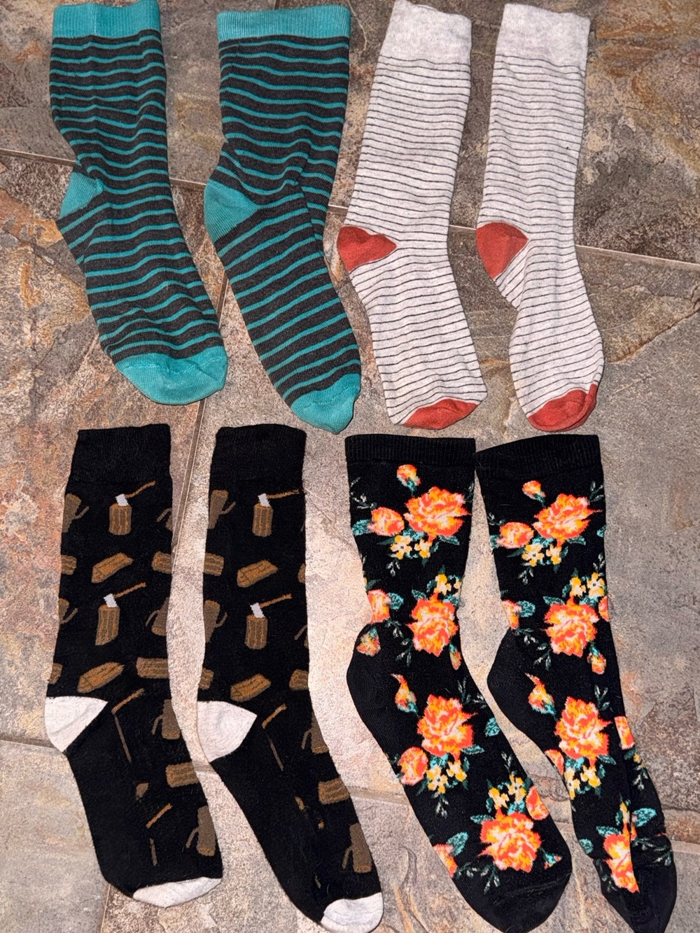 Men's Dress Socks - Black, Teal, Gray, Red, Striped & Floral. All In Great Cond!